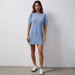 MONROW Indigo French Terry Seamed Dress LIGHTWASH Fashion